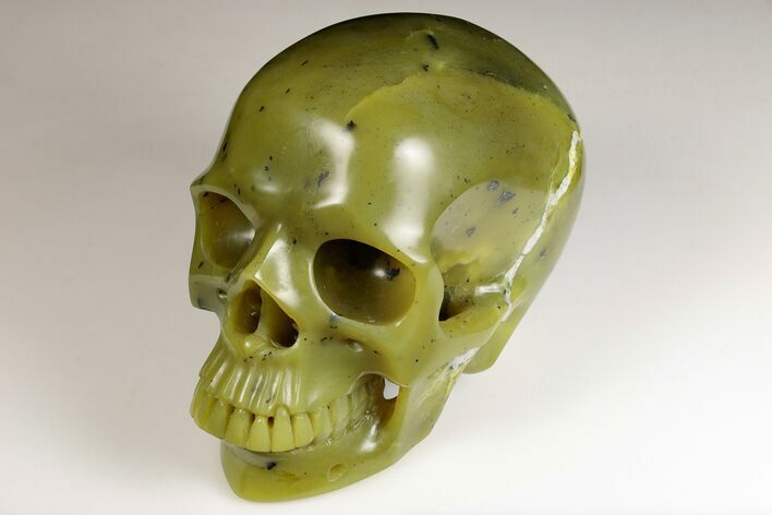Realistic, Polished Jade (Nephrite) Skull #199577